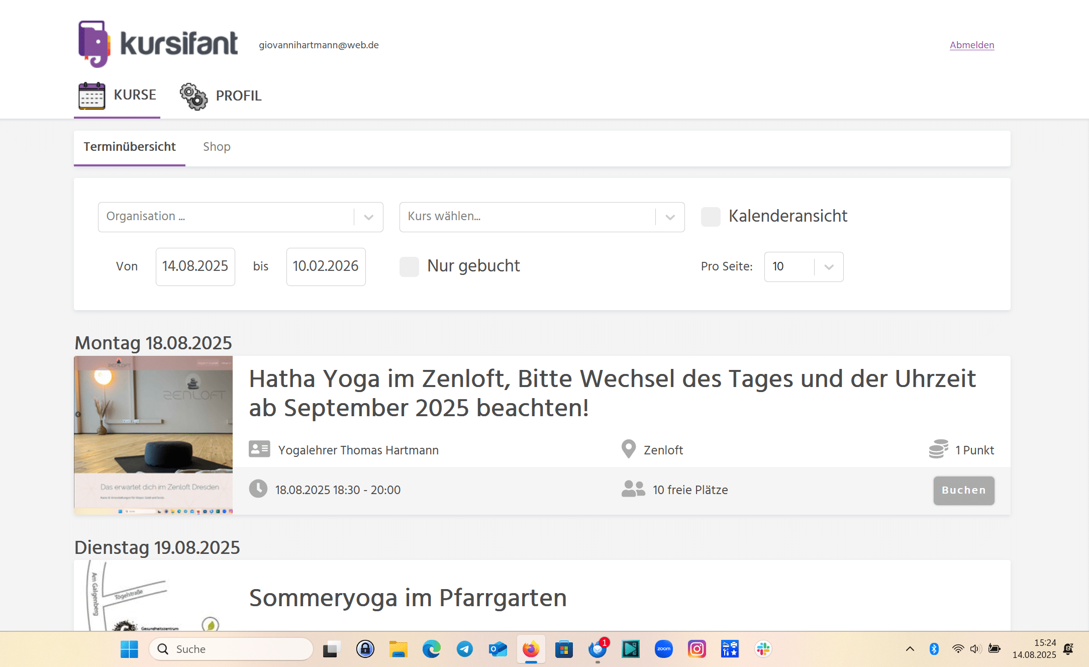 Kursifant – reserviere dir deinen Platz in den Yoga Stunden